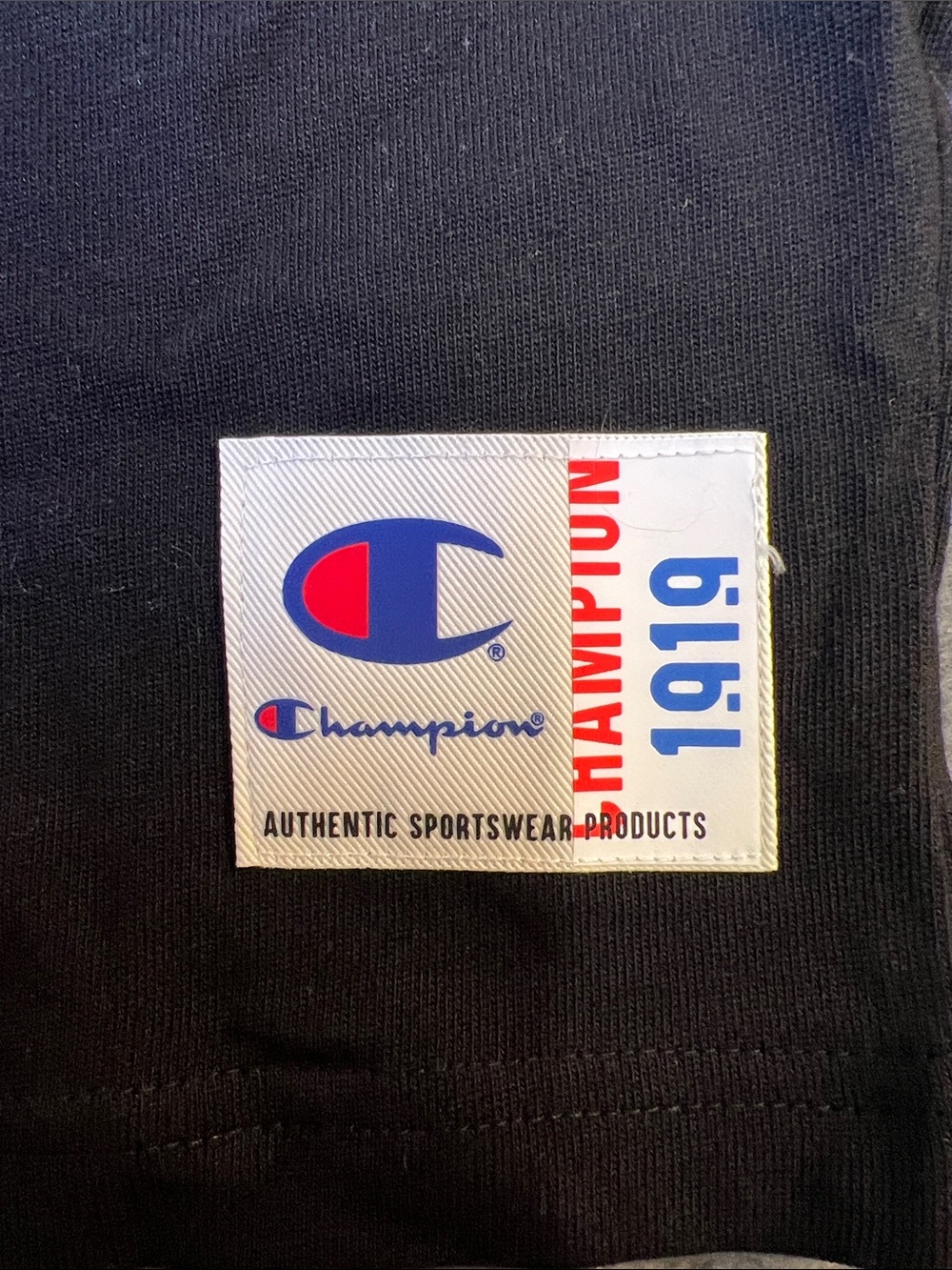 Champion Black Short Sleeve Crewneck T-Shirt with White Logo - Picture 2 of 6